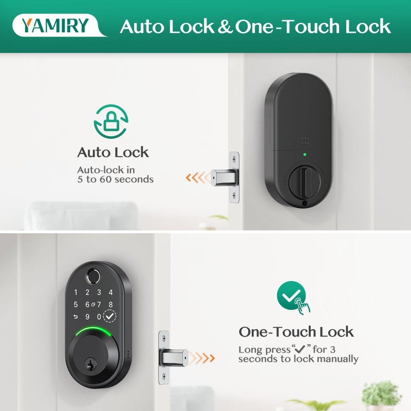 Yamiry Smart Deadbolt Door Lock with Keypad:Yamiry Fingerprint Keyless Entry Deadbolt,Digital Smart Locks for Front Door,Electronic Code,Easy Installation - Image 4