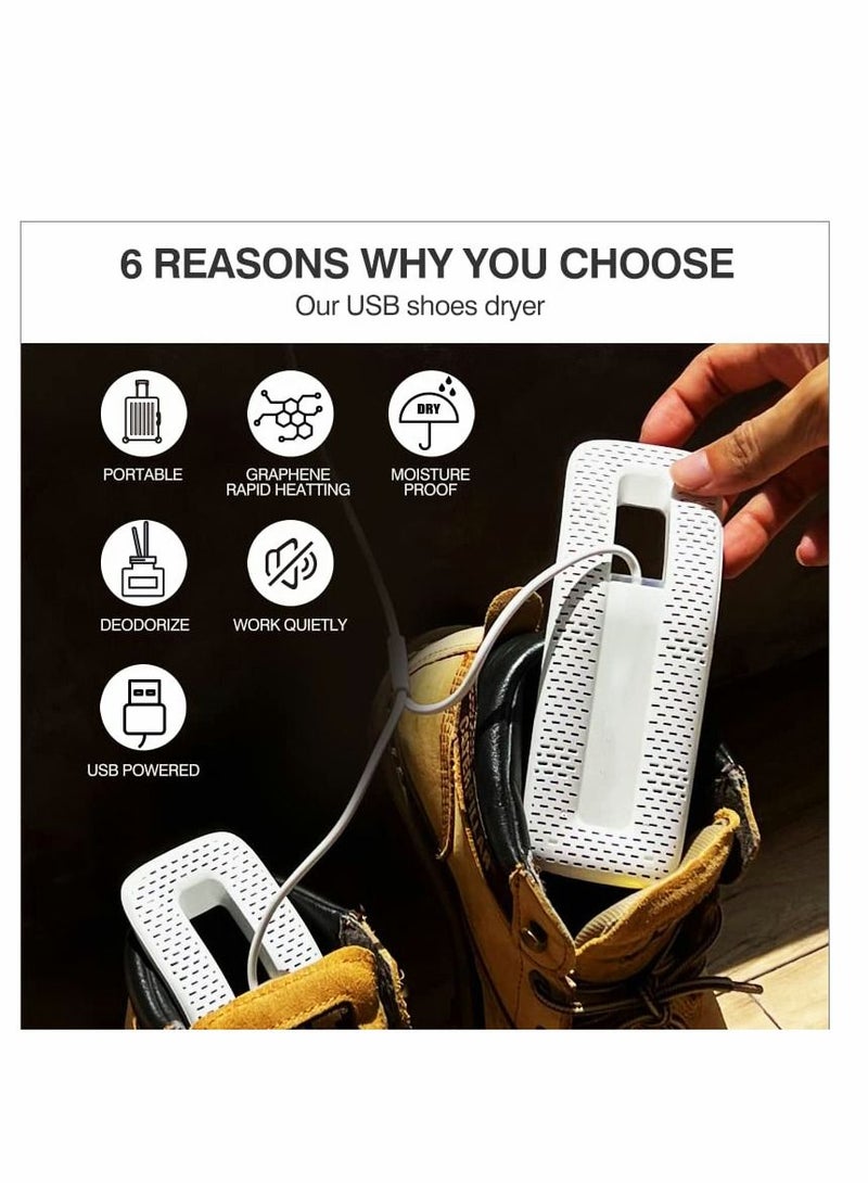 SYOSI Shoe Deodorize Dryer, Portable Footwear Dryers Machine, USB No Plugs Needed Boot Dryer for Work Boots, Ski Boots, Socks, Gloves and More Great for Travel - Image 3