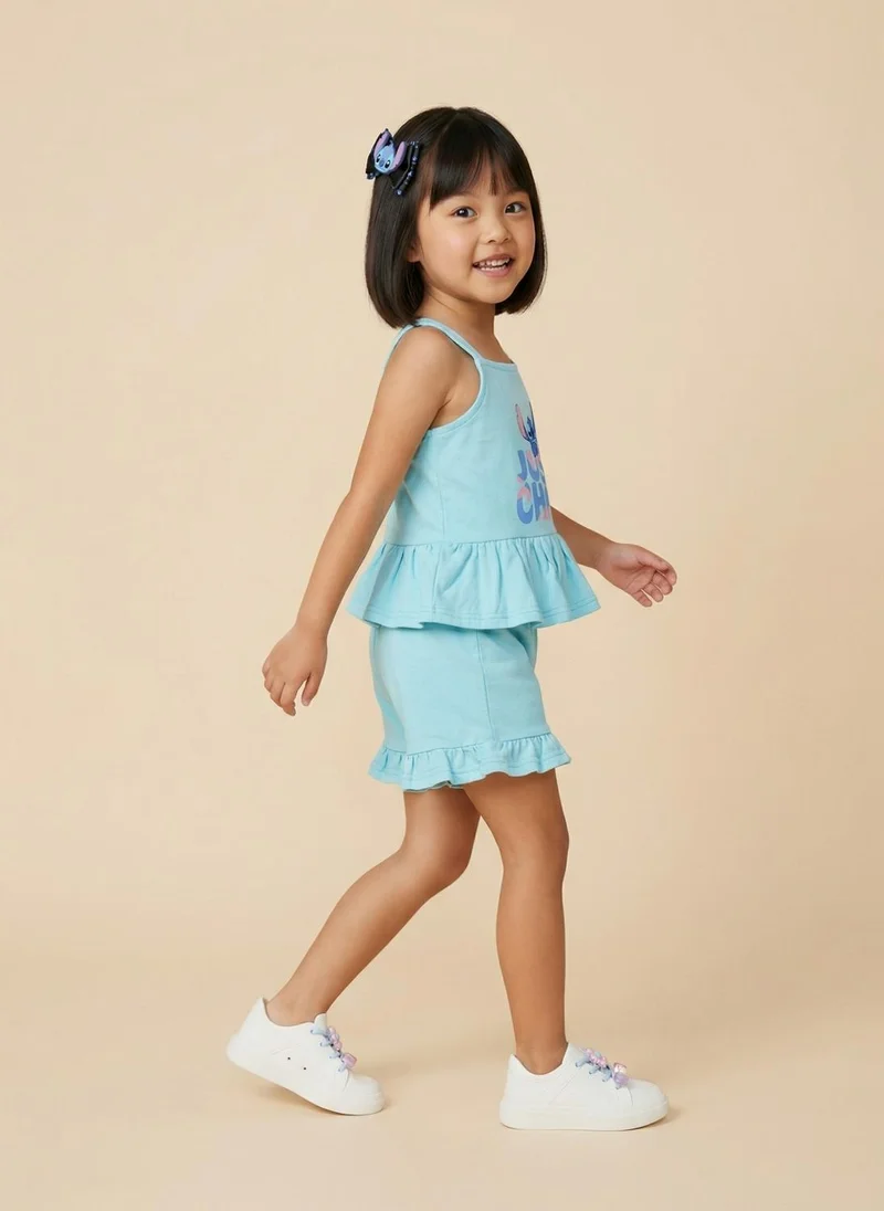 Nautinati  Nautinati Girls' 100% Cotton Disney Lilo & Stitch Print Jumpsuit with Ruffle Details for Women | Best Price UAE