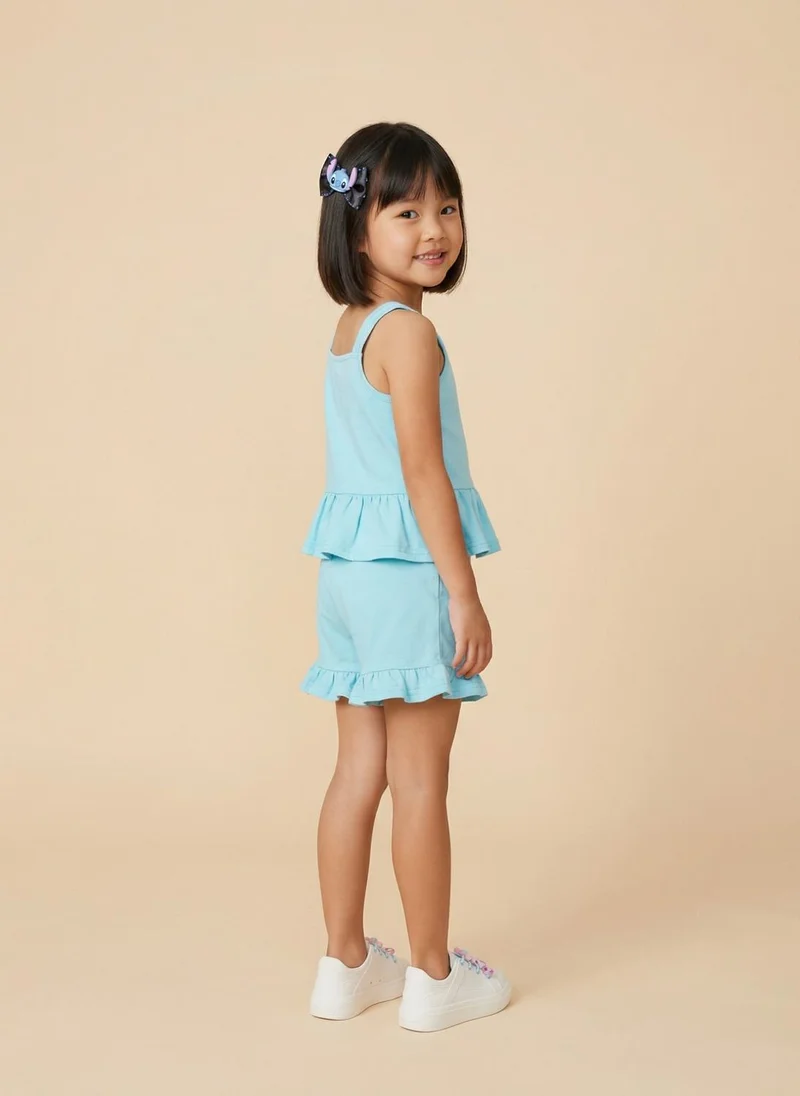 Nautinati  Nautinati Girls' 100% Cotton Disney Lilo & Stitch Print Jumpsuit with Ruffle Details for Women | Best Price UAE