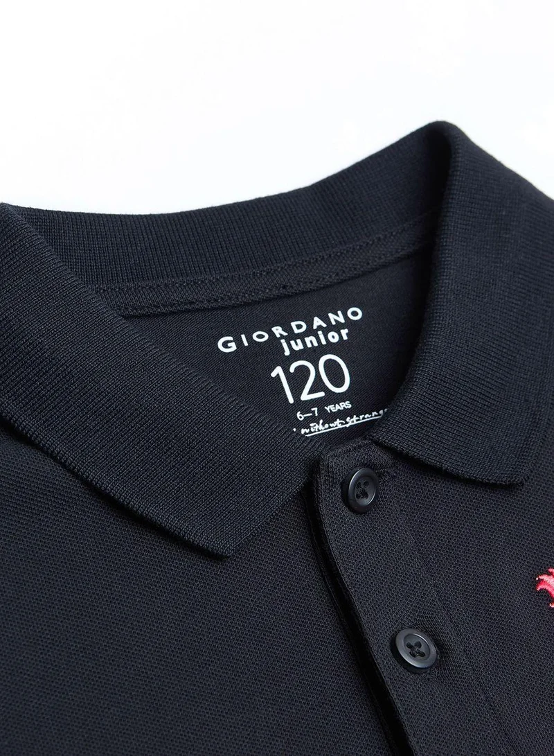Giordano  Kids’ Slim Fit Lion Embroidered Cotton Polo  | Best Price UAE