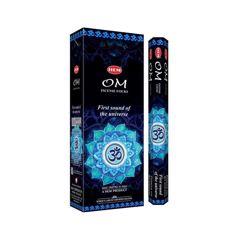 Hem OM Incense Sticks 120 Sticks 6 Boxes Inside 9 Inches Long 20g per Box Perfect for Meditation Rituals Cleansing