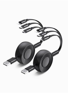 SYOSI 3-in-1 USB Charging Cable, Multi Retractable to USB Cable Type C Sync Fast Charging Cord, USB Charging Cable for IP, Micro-USB, Compatible with Cell Phones Tablets for Samsung LG iPhone, 2Pcs  - Image 1