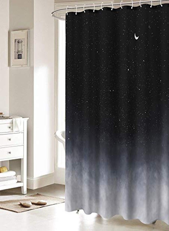 Neasow Black Shower Curtain,Stars and New Moon Bathroom Curtain Night Starry Sky Shower Curtains - Image 3