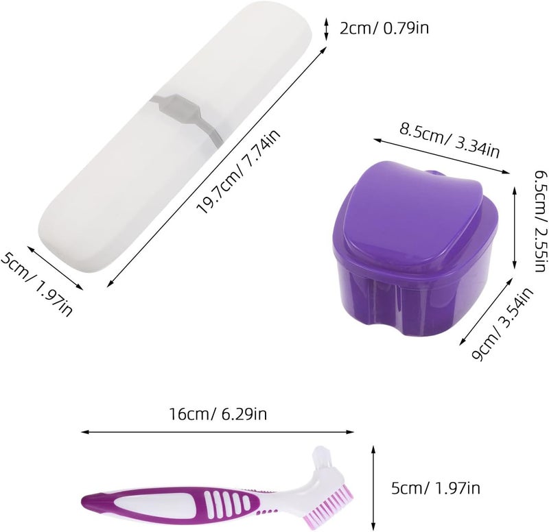 1 Set Denture Brush with Case: Denture Cleaning Brush Travel Case - Compact Portable for Or Daily Storage - Image 2