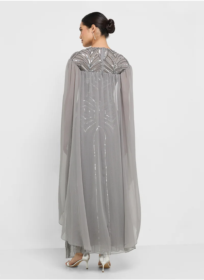 Amelia Rose Embellished Mesh Detailed Dress
