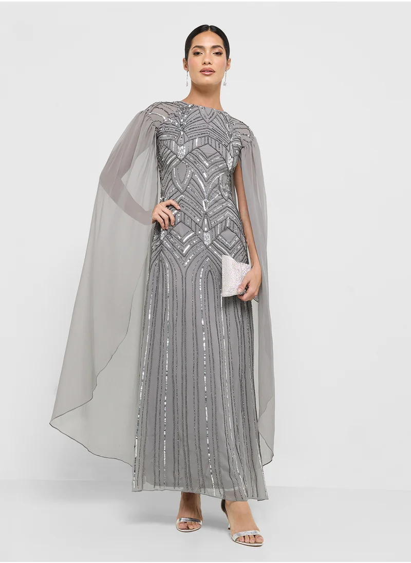 Amelia Rose Embellished Mesh Detailed Dress