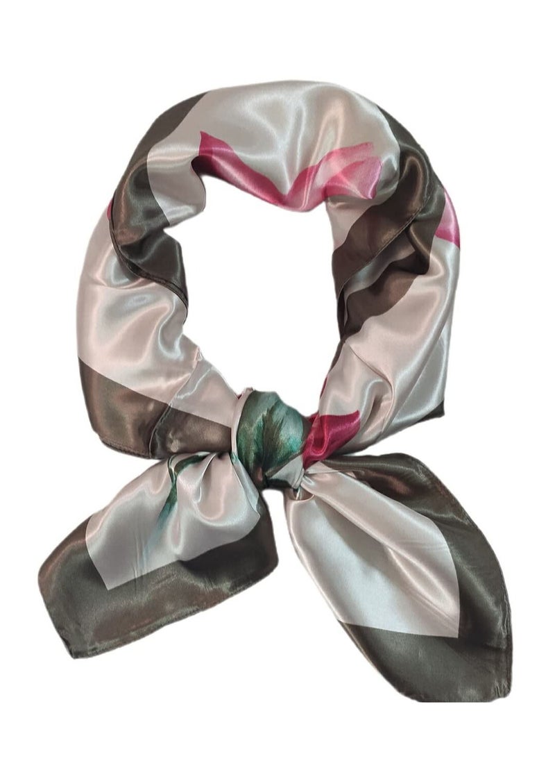 KASTWAVE - Women's Fashionable Scarves Large Satin Scarf Silk Feeling Square Neck Head Hair Scarfs Wraps, Satin Head Scarf Silky Like Square  Print Hair Small Scarfs, 90X90cm - Image 1
