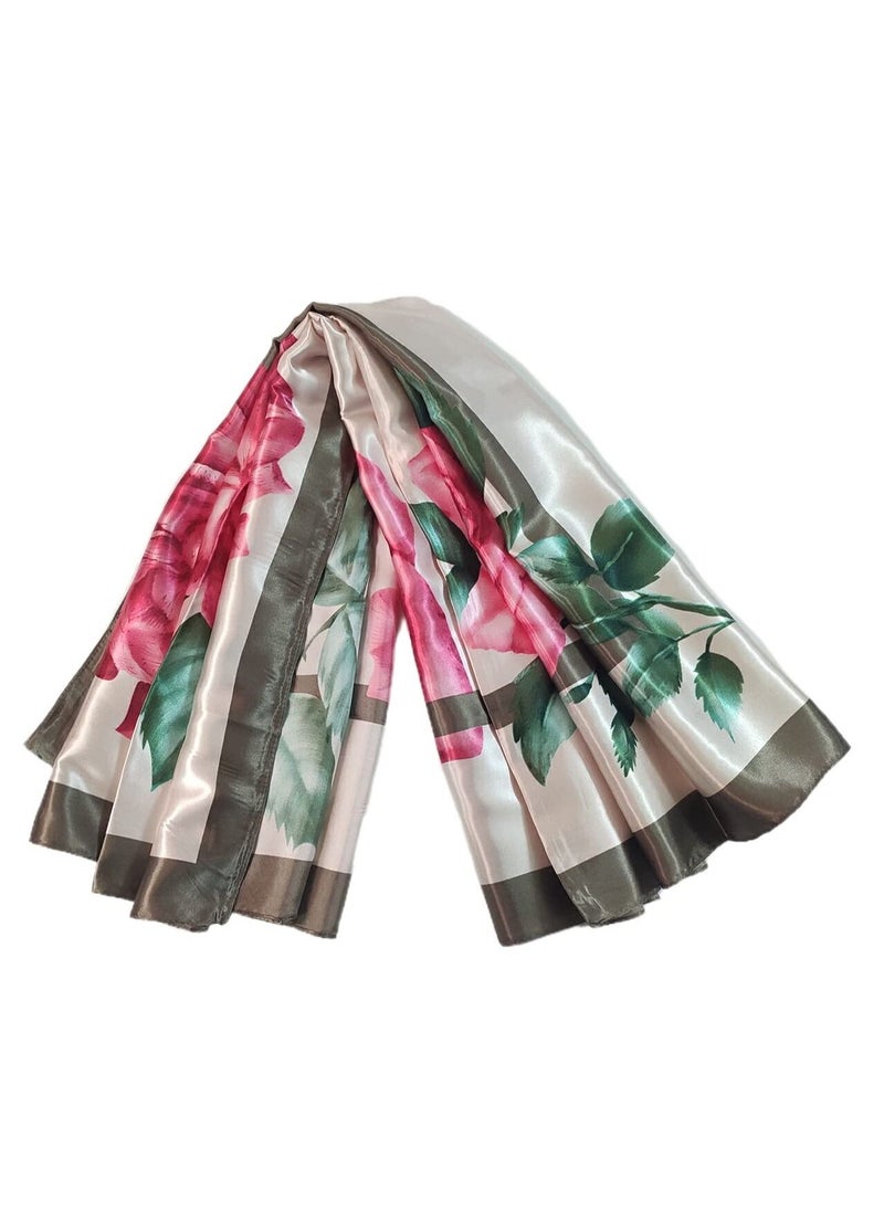 KASTWAVE - Women's Fashionable Scarves Large Satin Scarf Silk Feeling Square Neck Head Hair Scarfs Wraps, Satin Head Scarf Silky Like Square  Print Hair Small Scarfs, 90X90cm - Image 1