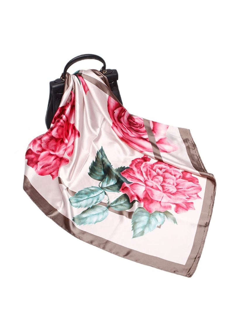 KASTWAVE - Women's Fashionable Scarves Large Satin Scarf Silk Feeling Square Neck Head Hair Scarfs Wraps, Satin Head Scarf Silky Like Square  Print Hair Small Scarfs, 90X90cm - Image 1