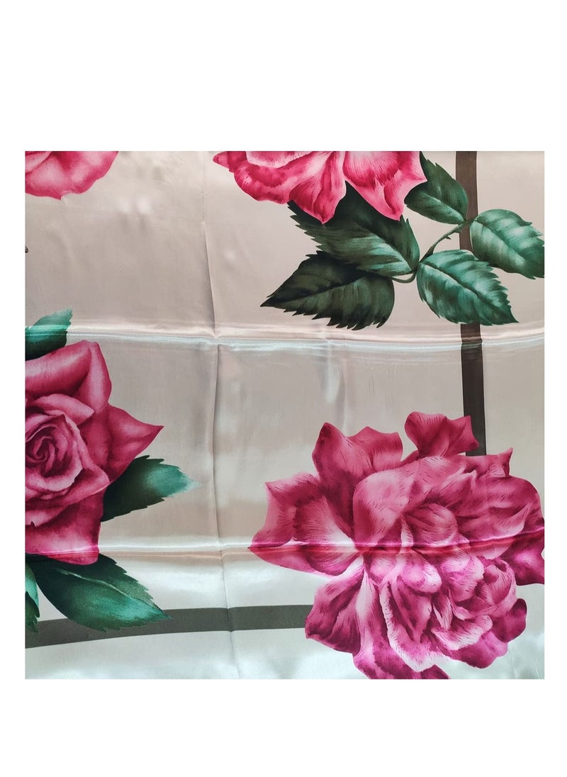 KASTWAVE - Women's Fashionable Scarves Large Satin Scarf Silk Feeling Square Neck Head Hair Scarfs Wraps, Satin Head Scarf Silky Like Square  Print Hair Small Scarfs, 90X90cm - Image 1