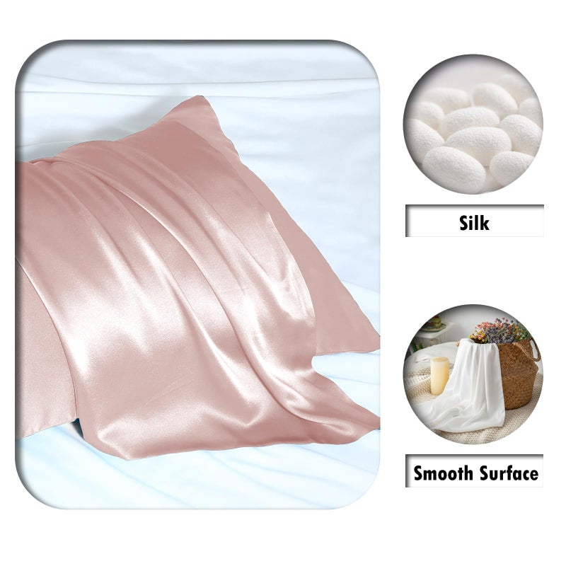 Suatien Mulberry Silk Pillowcase for Hair and Skin Standard Size 20"X 26" Pillow Case with Hidden Zipper Soft Breathable Smooth Cooling Silk Pillow Covers for Sleeping (Coral,Standard,1Pcs) - Image 2