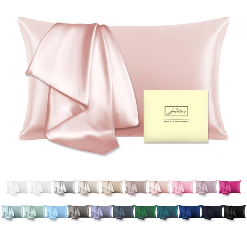 Suatien Mulberry Silk Pillowcase for Hair and Skin Standard Size 20"X 26" Pillow Case with Hidden Zipper Soft Breathable Smooth Cooling Silk Pillow Covers for Sleeping (Coral,Standard,1Pcs) - Image 1