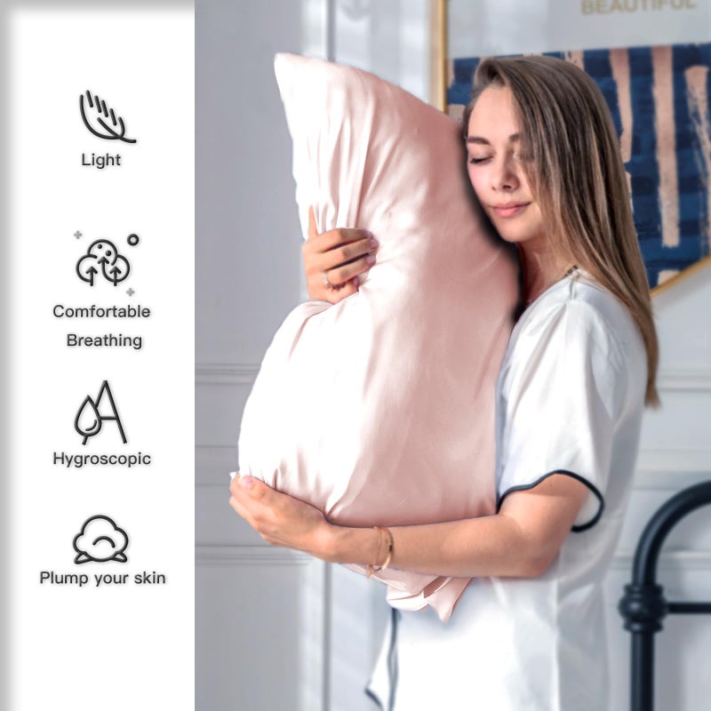 Suatien Mulberry Silk Pillowcase for Hair and Skin Standard Size 20"X 26" Pillow Case with Hidden Zipper Soft Breathable Smooth Cooling Silk Pillow Covers for Sleeping (Coral,Standard,1Pcs) - Image 3