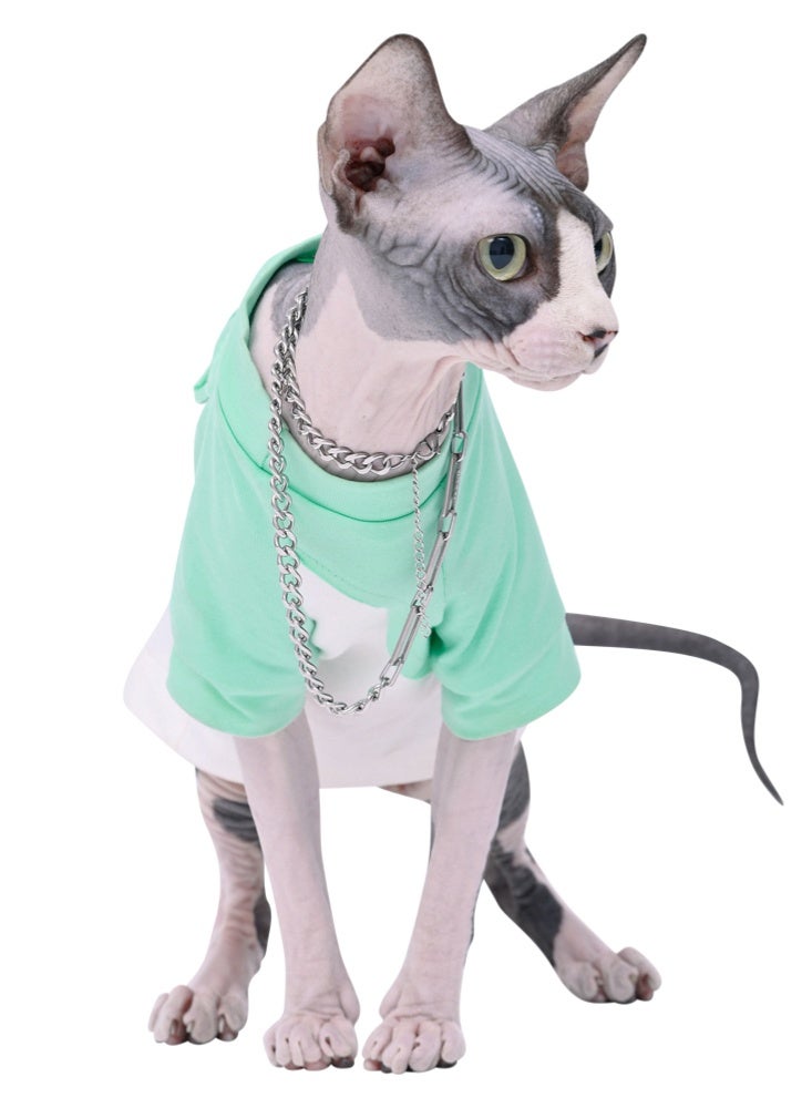 بلا شعر القط القطن تي شيرت ملابس الحيوانات الأليفة الملابس الخضراء ، 1 حزمة جرو سترة قميص ملابس القط ، الكلاب تنفس الكلاب الصغيرة القط ولد وفتاة - Image 5