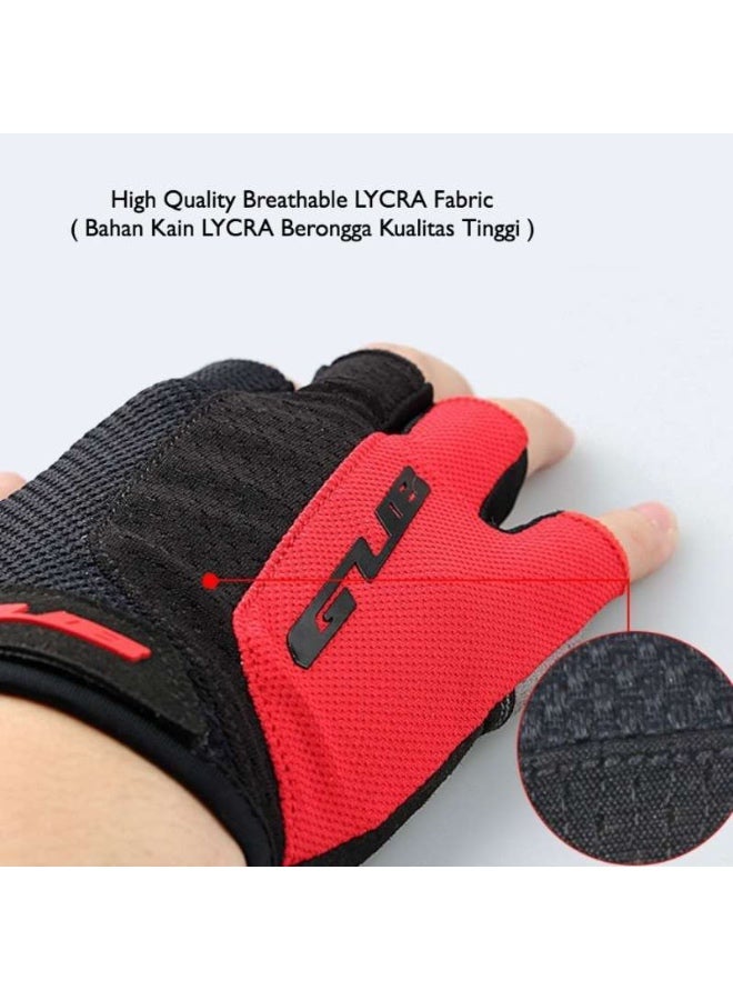 جي يو بي قفازات دراجة هوائية GUB 2099 نصف إصبع ضد الانزلاق مع وسادة جل أحمر مقاس XL - Image 3