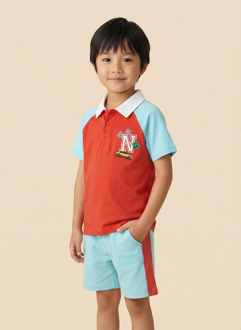Nautinati Nautinati Boys Racing Car Print Regular Fit Cotton T-shirt and Shorts Clothing Set