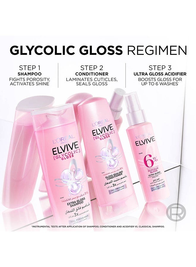 L'OREAL PARIS Elvive Glycolic Gloss Extra Gloss Shampoo with 3% Glycolic Acid for Dull and Porous Hair 600ML - Image 4