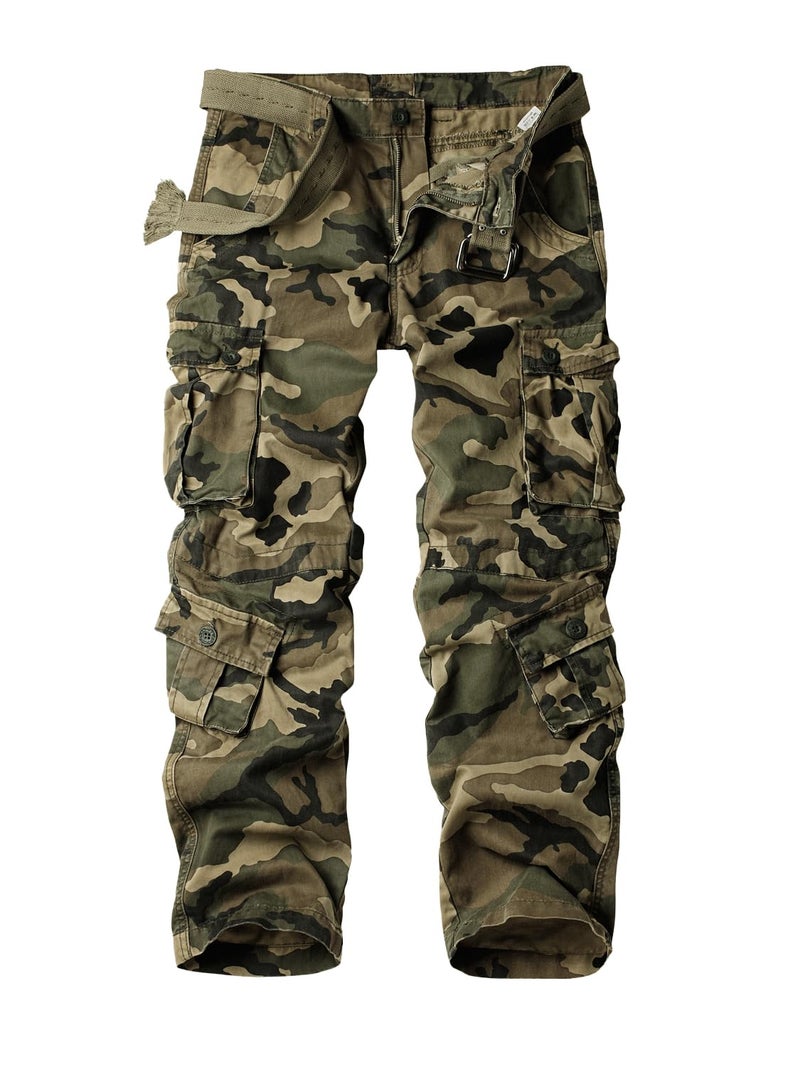 AKARMY Mens Casual Cargo Pants Military Army Camo Pants Combat Work Pants with 8 Pockets M Camouflage 38