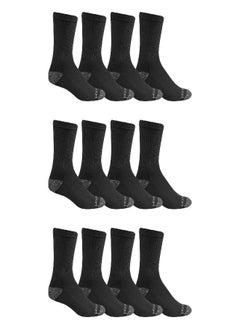 FRUIT OF THE LOOM Fruit of the Loom Men's Dual Defense Crew Socks 12 Pair, Black, 6-12  - Image 1