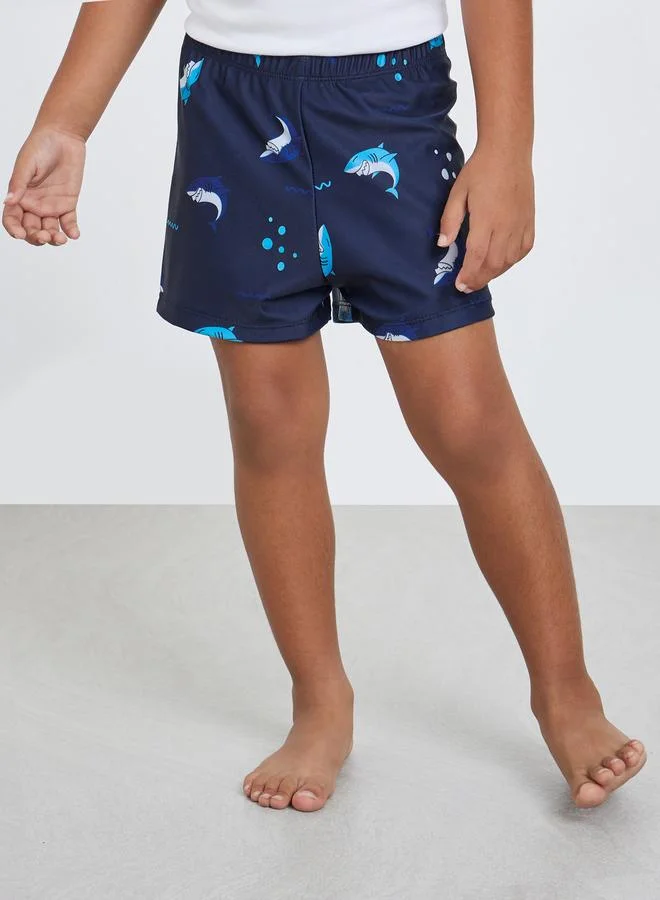 Styli Styli Boys Graphic Swim Shorts and Cap Set