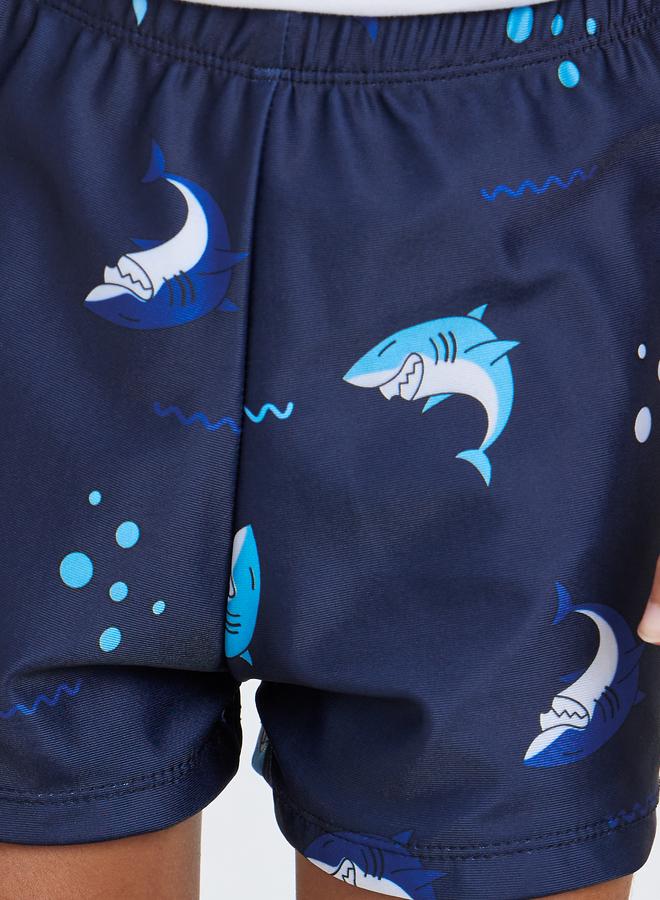 ستايلي طقم شورت سباحة برسومات للأولاد وقبعة - Image 3