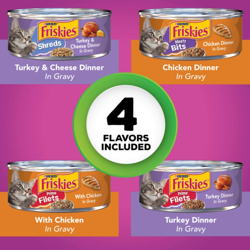 Friskies Purina Friskies Gravy Wet Cat Food Variety Pack, Poultry Shreds, Meaty Bits and Prime Filets - (Pack of 32) 5.5 oz. Cans - Image 2