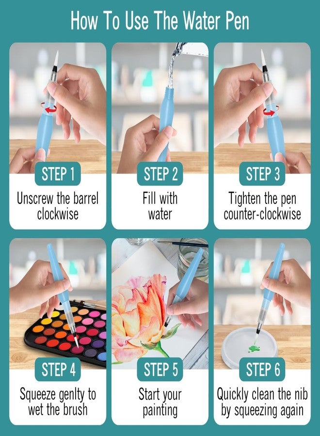 EXTRIC Watercolor Paint Set- 48 Colors Washable Water Paint with Palette, 3 Brushes & Refillable Water Brush Pen, Non Toxic, for Kids, Beginners, Adults & Artists - Image 3