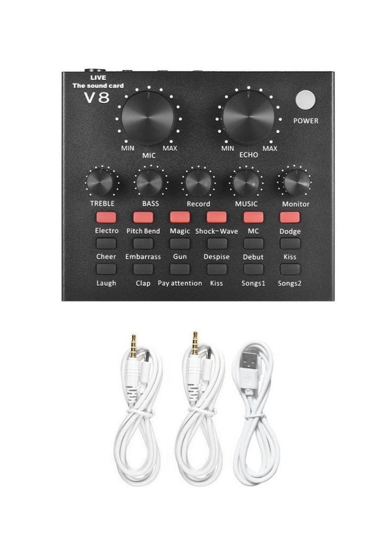 Viden - V8 Live Sound Card Professional Sound Card Audio System Intelligent Volume Adjustable Audio Mixer - Image 1