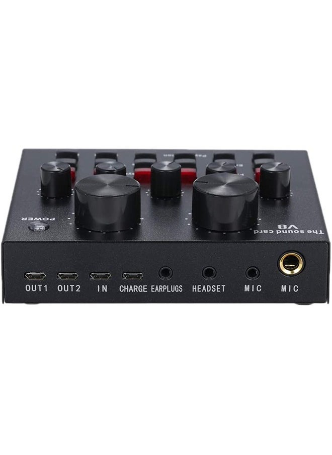 Viden - V8 Live Sound Card Professional Sound Card Audio System Intelligent Volume Adjustable Audio Mixer - Image 1