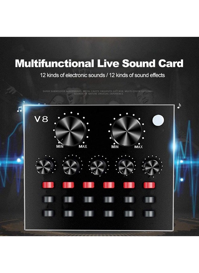 Viden - V8 Live Sound Card Professional Sound Card Audio System Intelligent Volume Adjustable Audio Mixer - Image 1