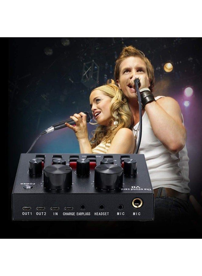 Viden - V8 Live Sound Card Professional Sound Card Audio System Intelligent Volume Adjustable Audio Mixer - Image 1