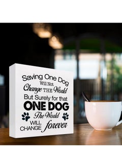 z-crange z-crange Saving One Dog Will Not Change The World Wood Box Sign Decor Desk Sign,Inspirational Dog Rescue Box Block Sign for Dog Mom Home Bedroom Office Shelf Table Decor Decorations  - Image 3