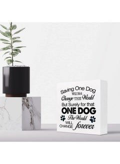 z-crange z-crange Saving One Dog Will Not Change The World Wood Box Sign Decor Desk Sign,Inspirational Dog Rescue Box Block Sign for Dog Mom Home Bedroom Office Shelf Table Decor Decorations  - Image 4