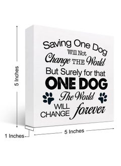 z-crange z-crange Saving One Dog Will Not Change The World Wood Box Sign Decor Desk Sign,Inspirational Dog Rescue Box Block Sign for Dog Mom Home Bedroom Office Shelf Table Decor Decorations  - Image 2