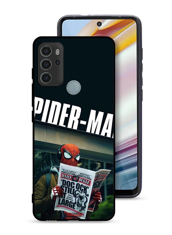 Tolwak Motorola Moto G60S Protective Case Cover Spiderman Reading Newspaper - Image 1