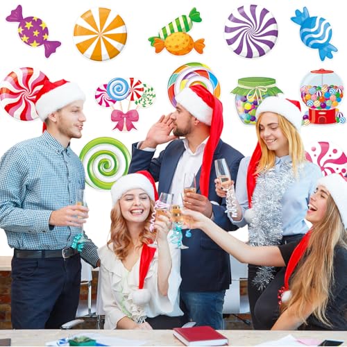 Machomby 48Pcs Candy Paper Cutouts for Bulletin Board Decorations, Colorful Peppermint Lollipop Candies Cutouts Candyland Paper Cut Outs for Candy Birthday Baby Shower Christmas Party Decor - Image 4