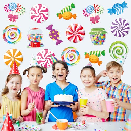 Machomby 48Pcs Candy Paper Cutouts for Bulletin Board Decorations, Colorful Peppermint Lollipop Candies Cutouts Candyland Paper Cut Outs for Candy Birthday Baby Shower Christmas Party Decor - Image 5