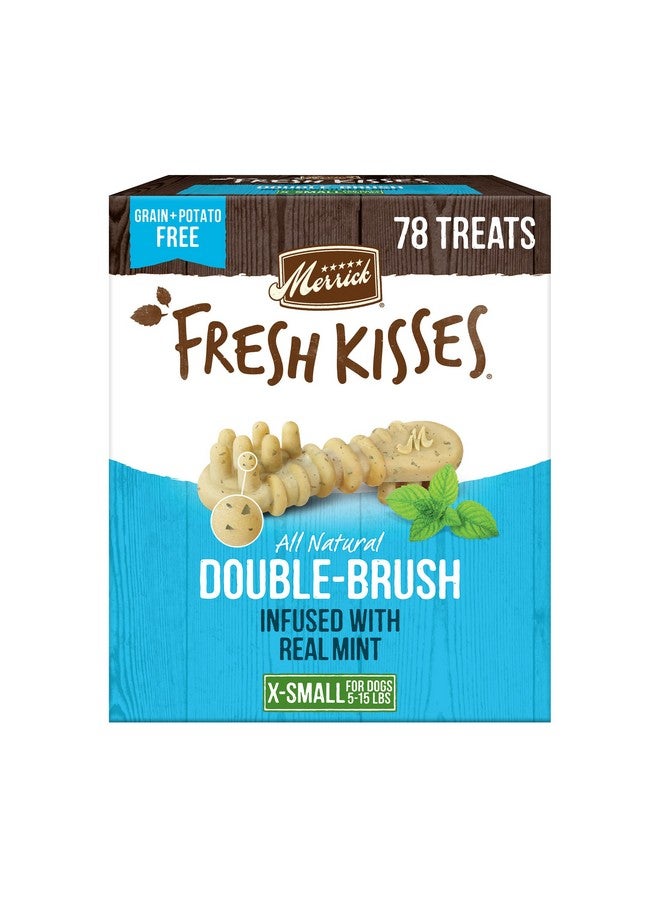 ميريك علكات أسنان ميريك فريش كيسز الطبيعية على شكل فرشاة أسنان، غنية بالنعناع الطبيعي، للكلاب الصغيرة من وزن 5 إلى 15 رطلاً - علبة 78 قطعة - Image 1