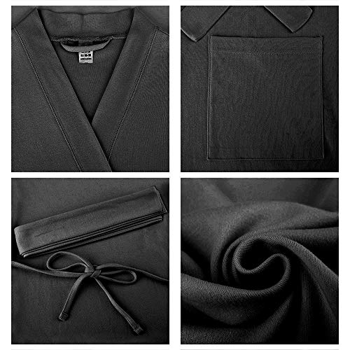 U2SKIIN Womens Robes, 100% Cotton Lightweight Robes 3/4 Sleeves Kimono Knit Soft Loungewear Short Bathrobe(Black,XL) - Image 4