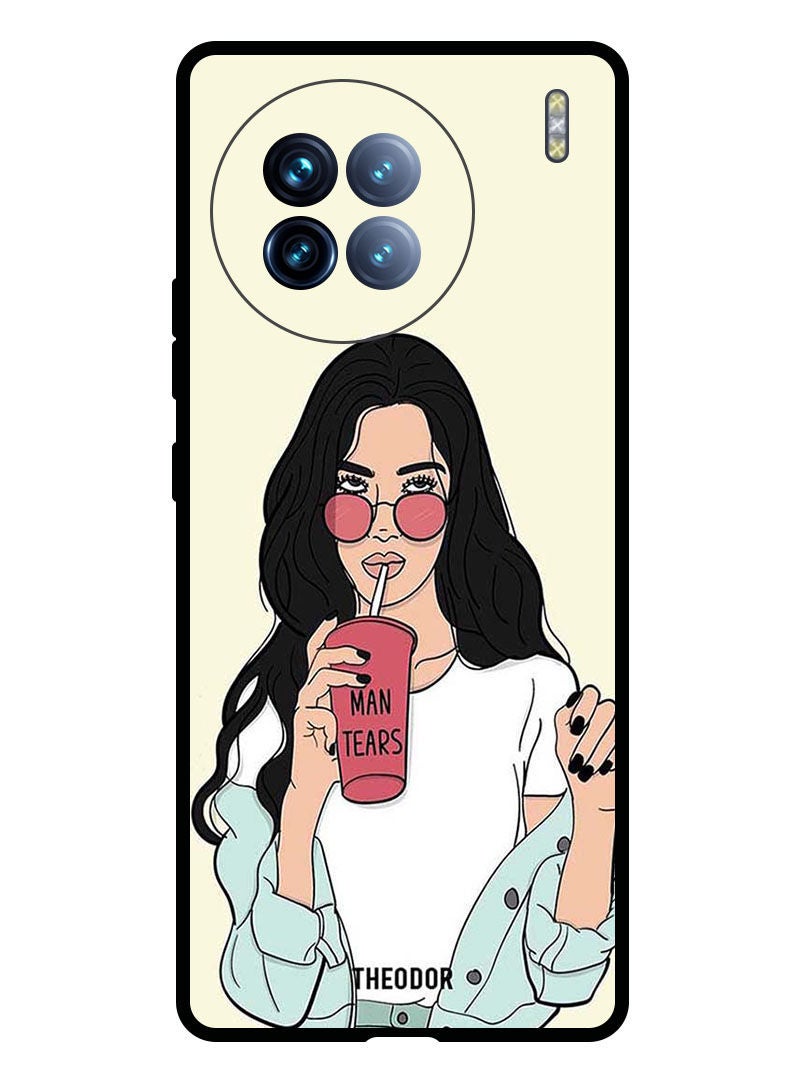 Theodor Protective Case Anti Scratch Shock Proof Bumper Cover For Vivo X90 Girl Drinking Coffee - Image 1