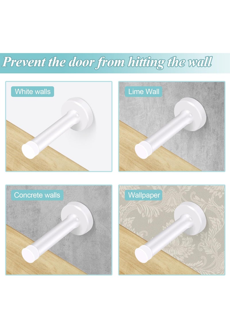 SOLARAE Door Stops, 2Pcs 3.5 Inch White Door Stoppers, Stainless Steel Modern Doorstops with Sound Dampening Door Bumper Tips, Wall Mounted Baseboard Door Stop Metal Door Holder Wall Protector - Image 4