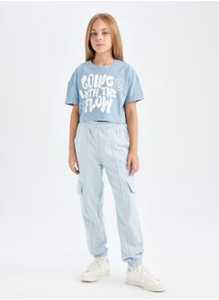 DeFacto Cropped Crew Neck Printed Short Sleeve T-Shirt  - Image 4