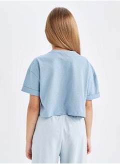 DeFacto Cropped Crew Neck Printed Short Sleeve T-Shirt  - Image 2