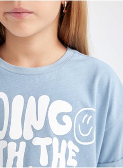 DeFacto Cropped Crew Neck Printed Short Sleeve T-Shirt  - Image 3