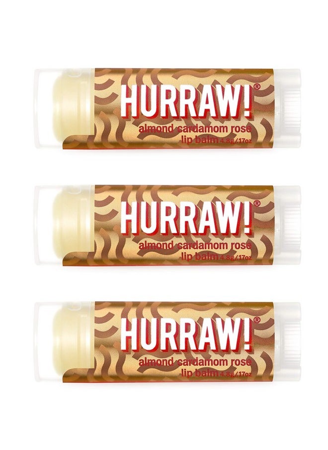 Hurraw! Almond Cardamom Rose (Vata) Lip Balm 3 Pack Organic Certified Vegan Cruelty And Gluten Free. Nongmo 100% Natural Ingredients. Bee Shea Soy And Palm Free. Made In Usa  - Image 1