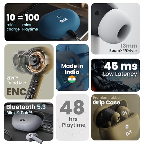 GOBOULT K40 True Wireless in Ear Earbuds with 48H Playtime, Clear Calling 4 Mics, 45ms Low Latency Gaming, 13mm Bass Drivers, Type-C Fast Charging, Bluetooth 5.3 Ear Buds (Ivory White) - Image 3