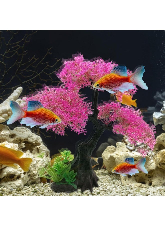 Soofam Fish Tank Plants - Artificial Fish Tank Decorations | Plant Waterscape, Blossom Tree & Grass Aquarium Decor Set, Hides Accessories for Decor - Image 2