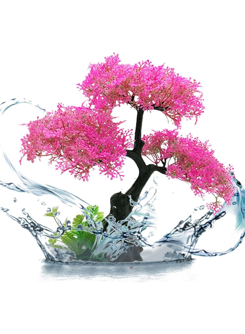 Soofam Fish Tank Plants - Artificial Fish Tank Decorations | Plant Waterscape, Blossom Tree & Grass Aquarium Decor Set, Hides Accessories for Decor - Image 5