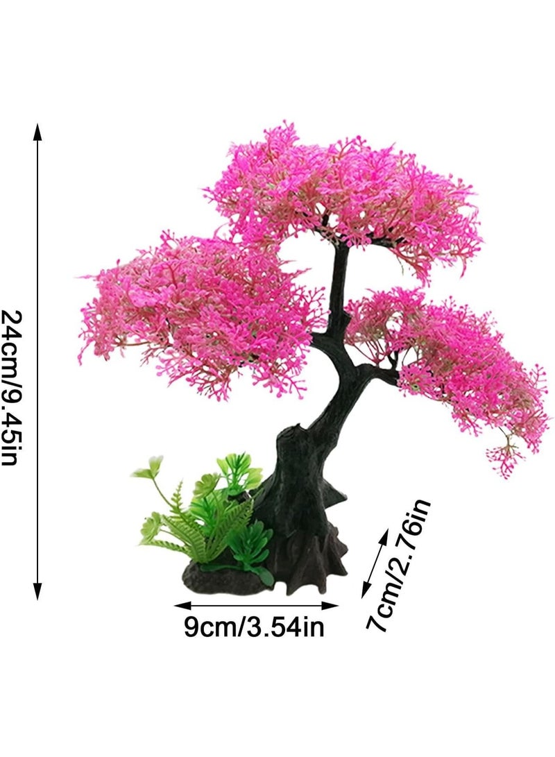 Soofam Fish Tank Plants - Artificial Fish Tank Decorations | Plant Waterscape, Blossom Tree & Grass Aquarium Decor Set, Hides Accessories for Decor - Image 4